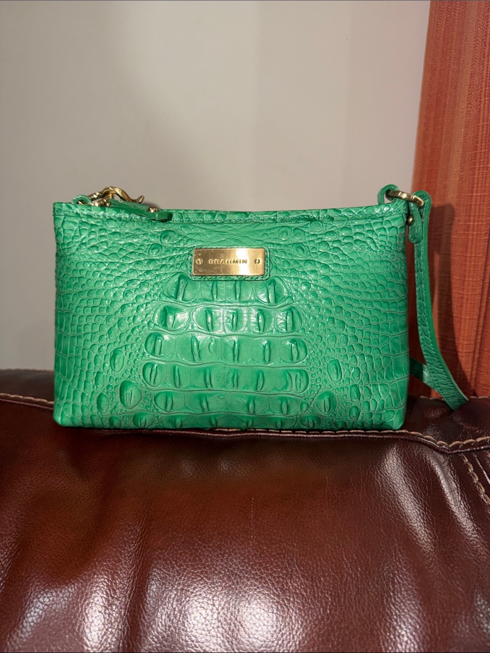 ‼️Brahmin Green Leather Lorelei Shoulder Bag